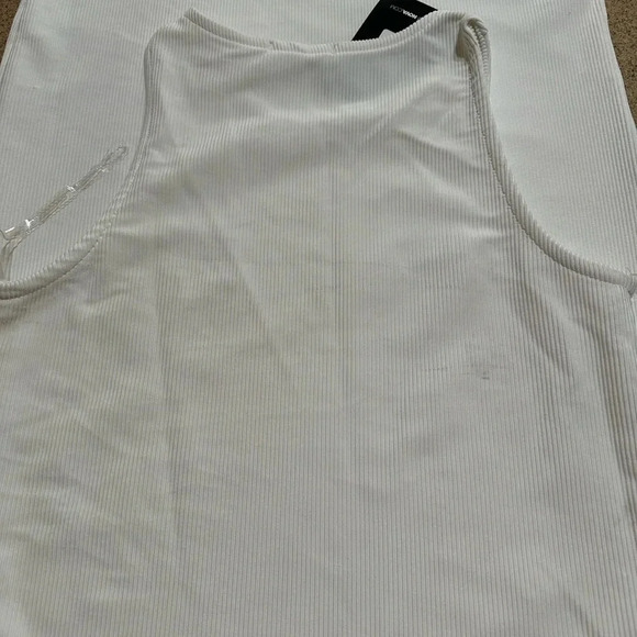 FASHION NOVA Women Ribbed Tank Sleeveless Maxi White Medium Dress BNWT - Picture 2 of 6